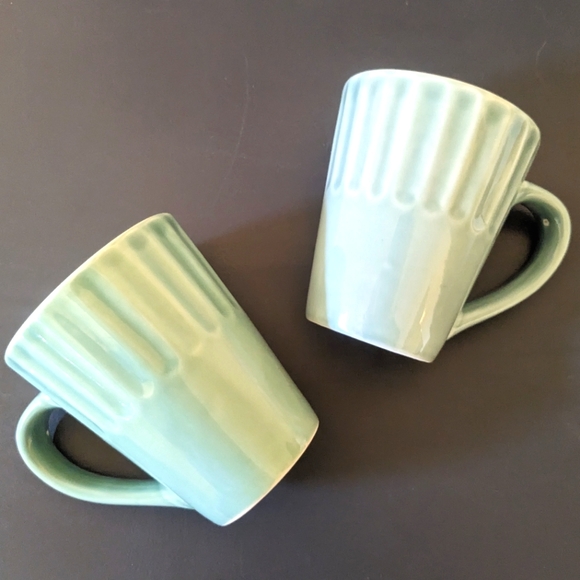 🌈10/$15🌈 Pair of green Libbey mugs green teal - Picture 1 of 3